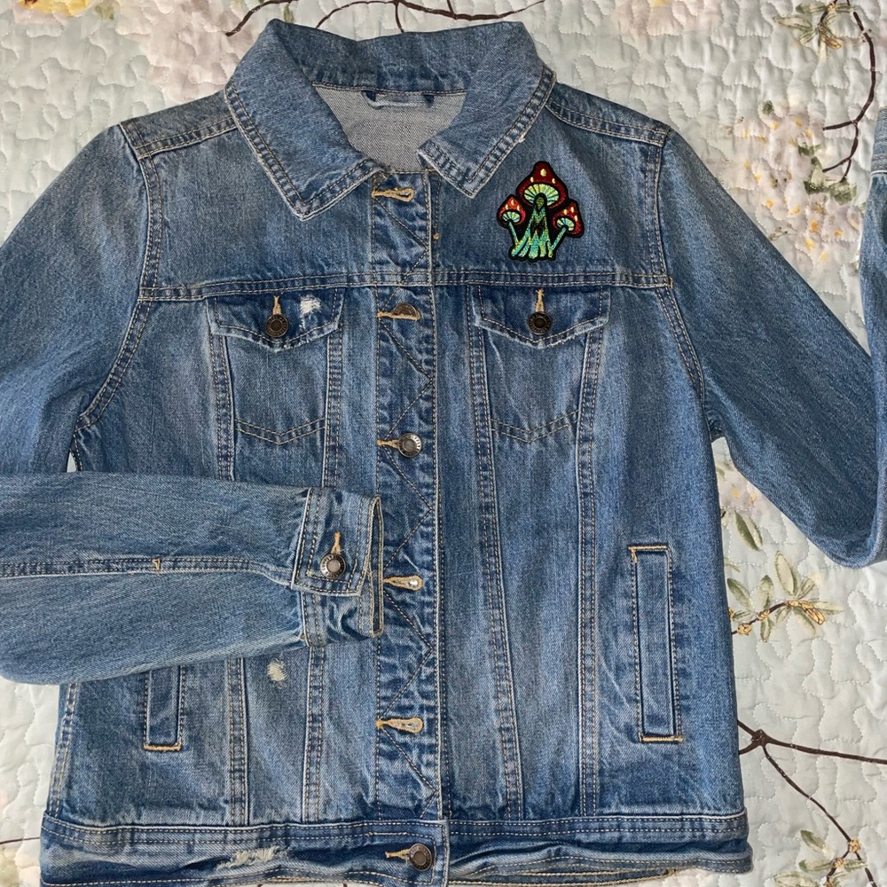 I Want to Believe Sci-Fi / X-Files & Mushroom Embroidered Jean “Denim” Jacket - Picture 5 of 5